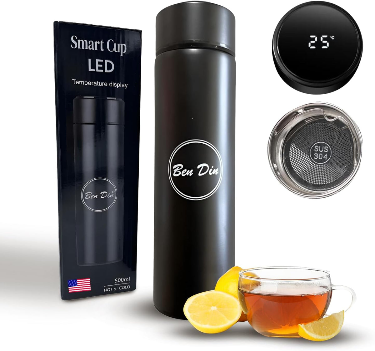 2024 Led Temperature Display Smart Kettle Coffee Mug 17oz/500ml