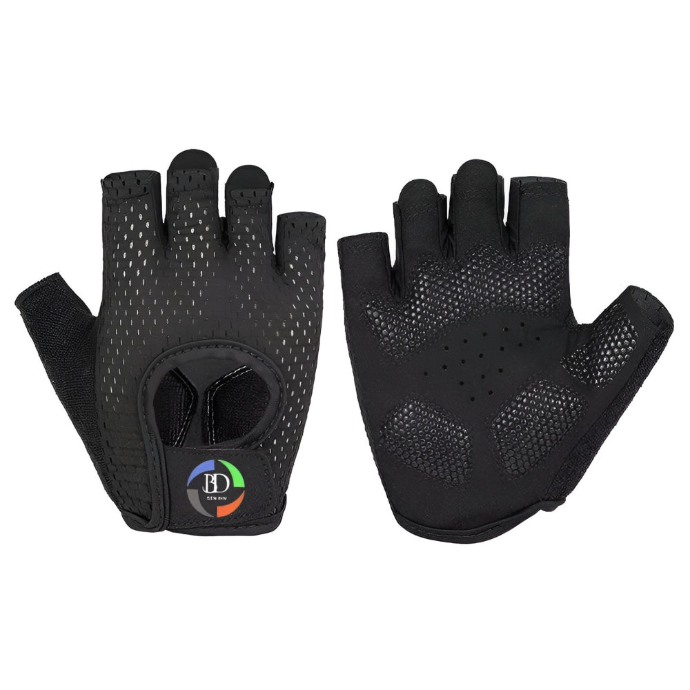 thumbnail image 2 of DHC Blue Half Finger Gym Gloves – Gel Padded, Microfibre & Leather, Weight Lifting 2 of 5
