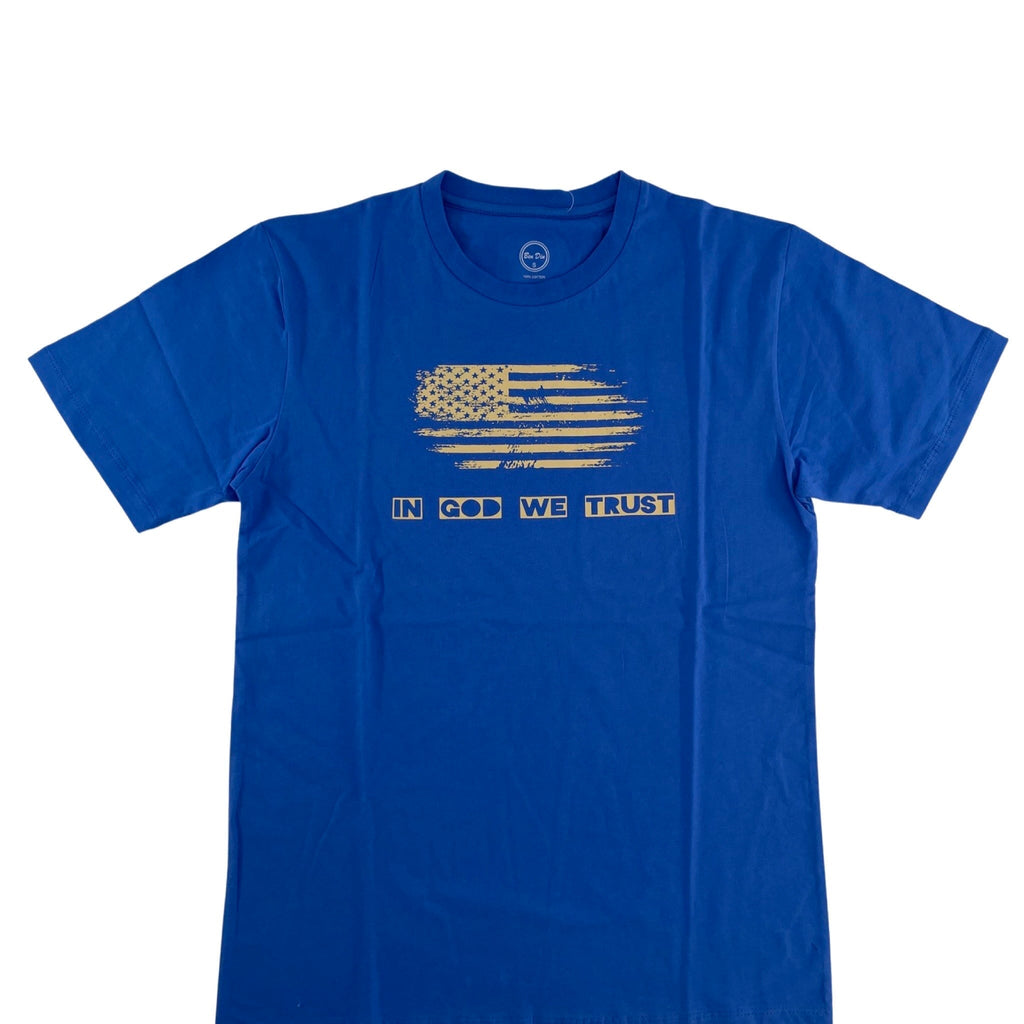 In God We Trust Men's T-Shirts - Summer Short-Sleeve variable Ben Din Clothing Small Royal Blue 