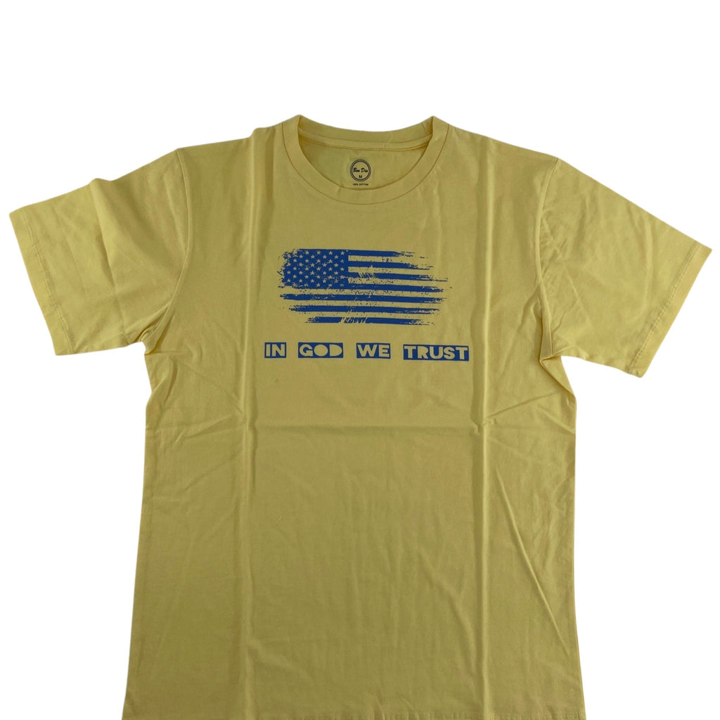 In God We Trust Men's T-Shirts - Summer Short-Sleeve variable Ben Din Clothing Small Yellow 